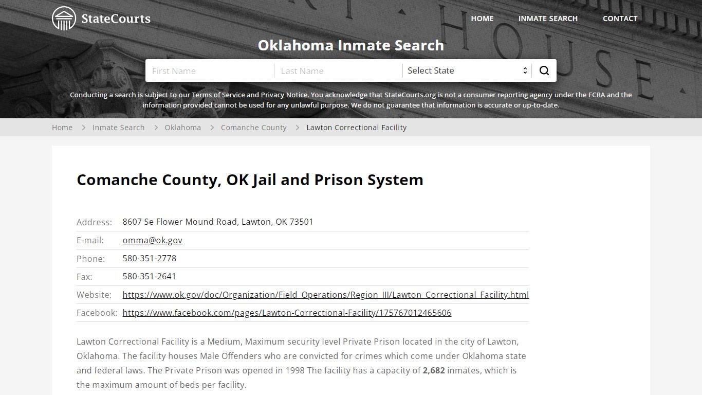 Lawton Correctional Facility Inmate Records Search ...