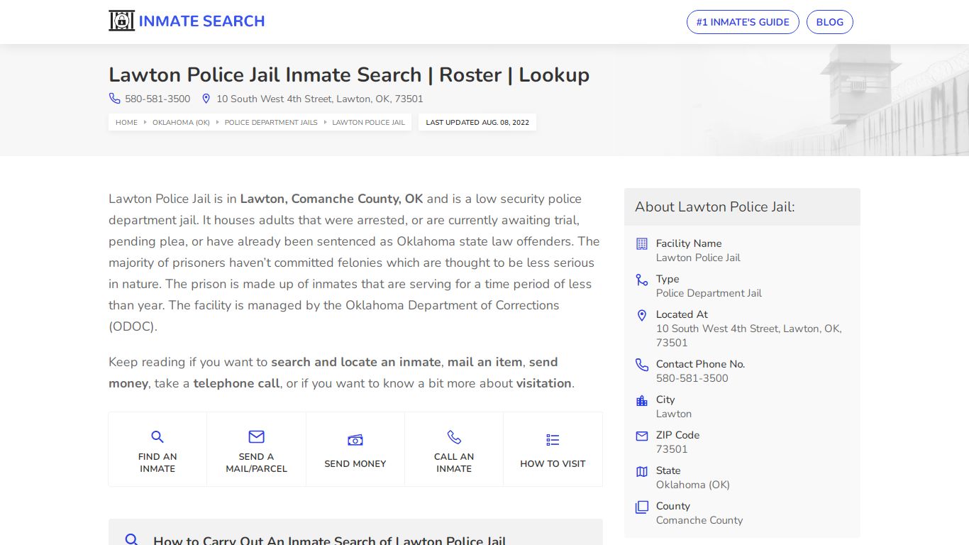 Lawton Police Jail Inmate Search | Roster | Lookup